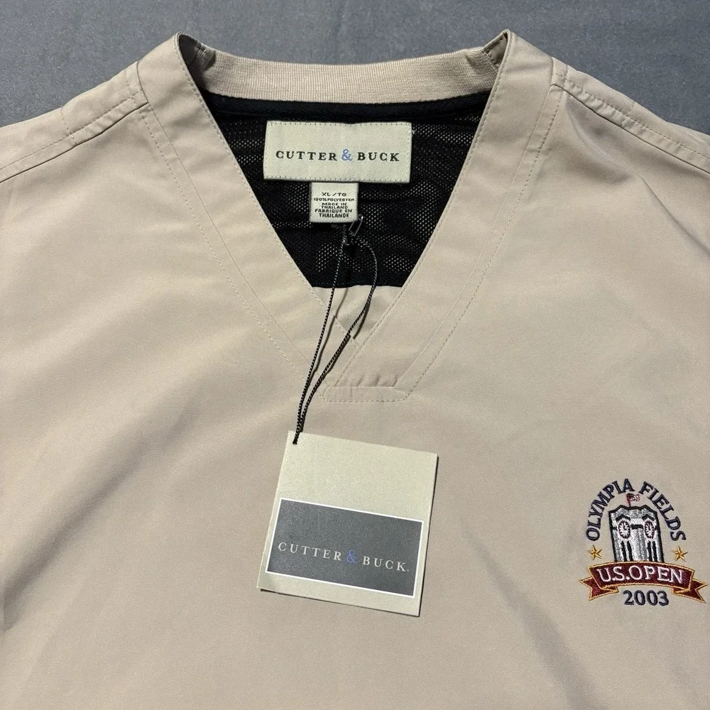 Cutter & Buck Golf Vest Mens XL Beige Windbreaker Olympia Fields U.S. Open 2003